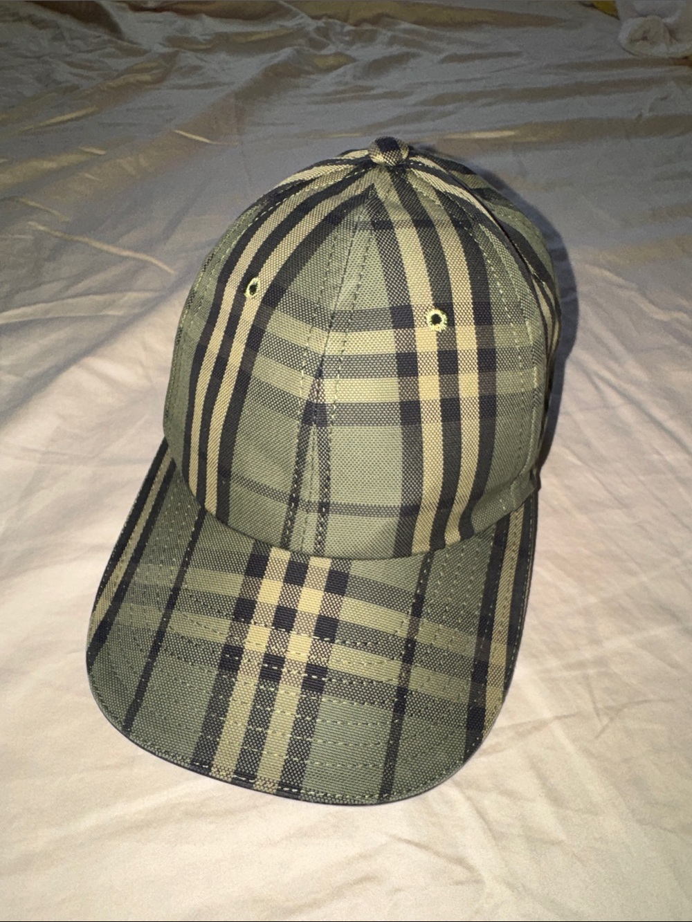 Burberry Olive Green Plaid Baseball Cap